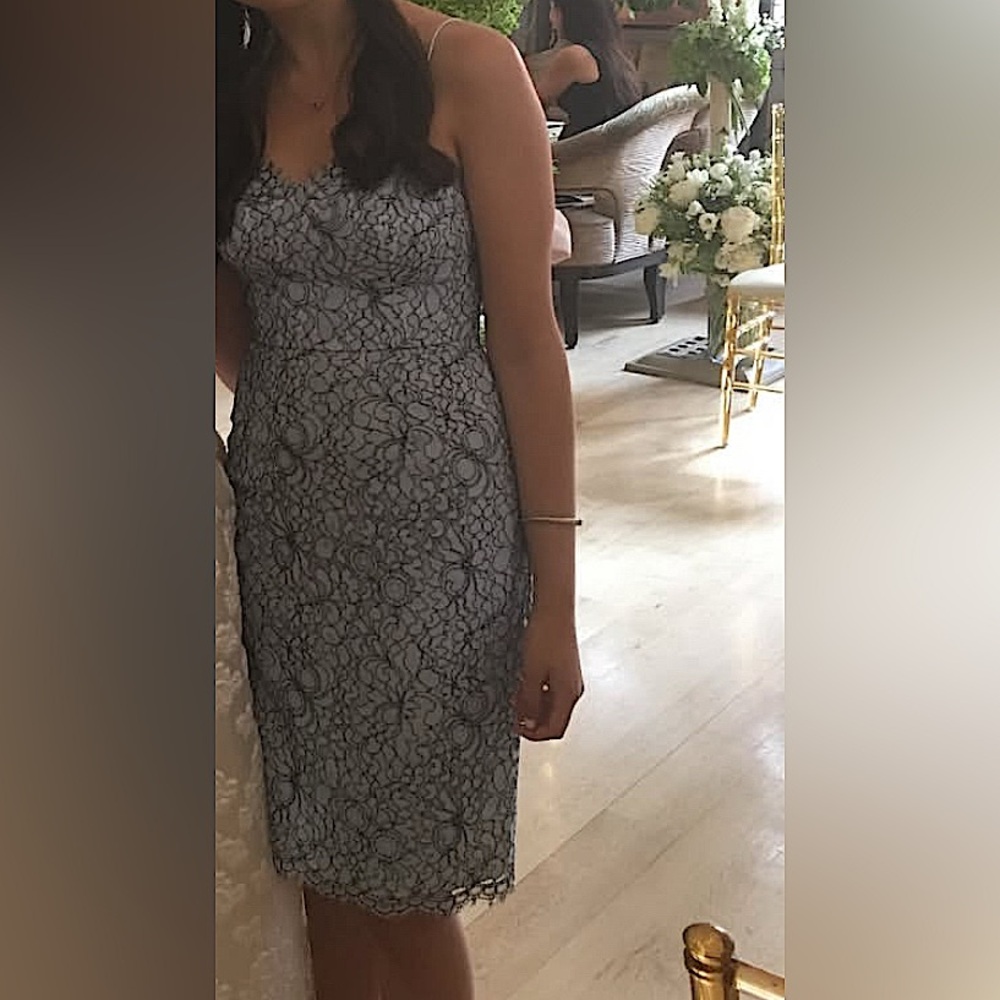 Likely Silver Sheath Mini Dress Sweetheart Neckline